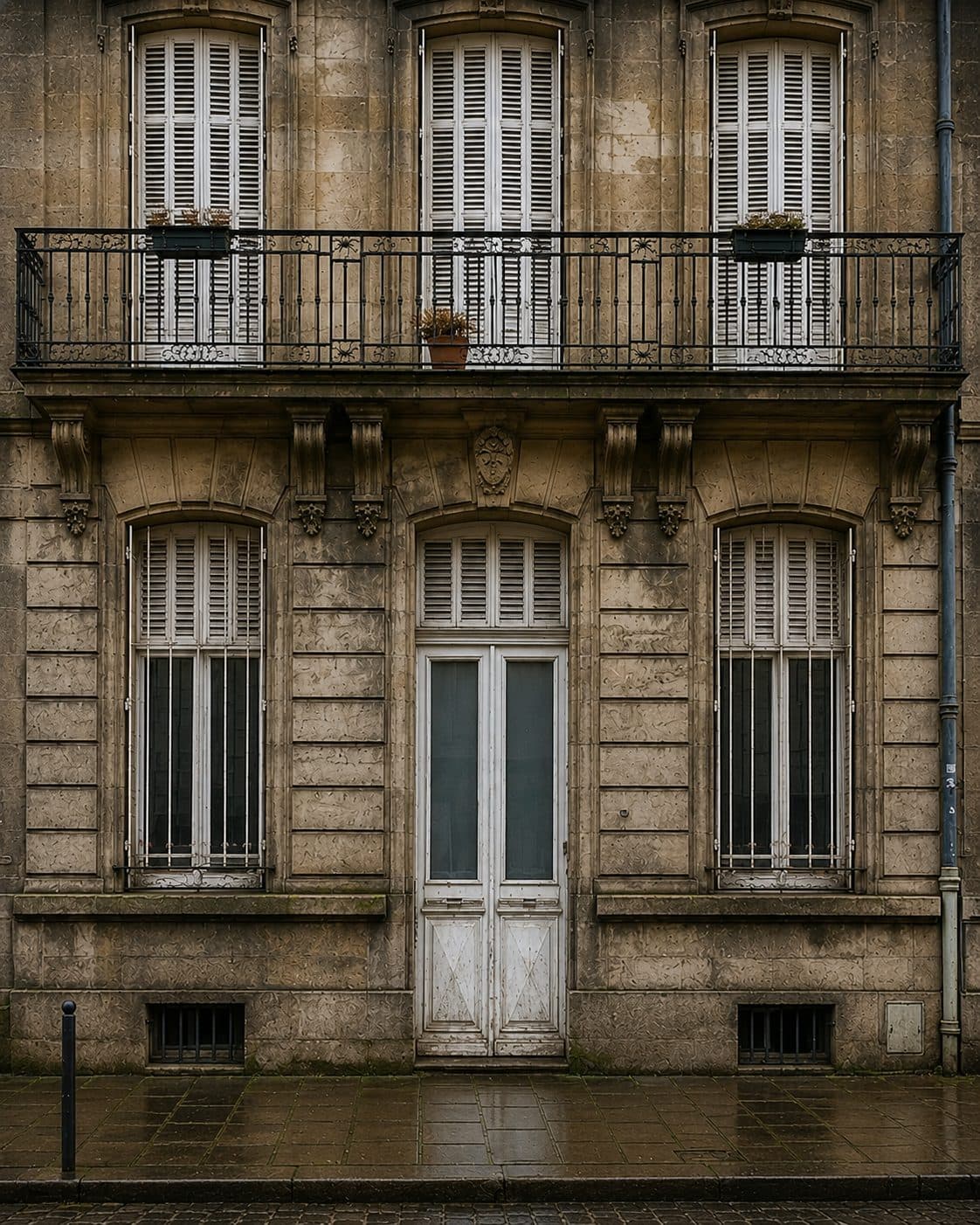 Façade en pierre encrassée avant nettoyage